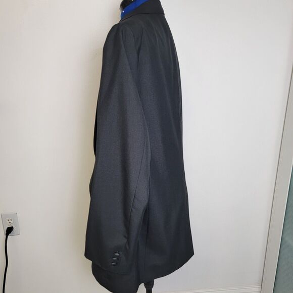 Black Mens Tuxedo Satin Lapel 1-Button Single Vent Formal Blazer Jacket 46R - Picture 2 of 14